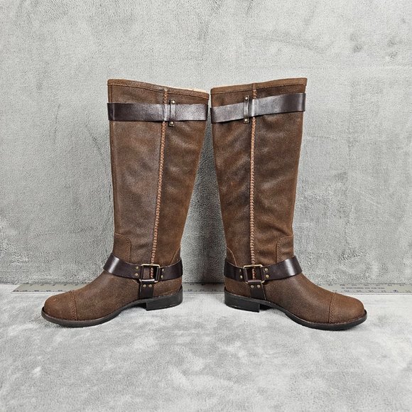 UGG Australia W Dree Boots womens 7.5 suede leather knee high harness - Picture 11 of 12